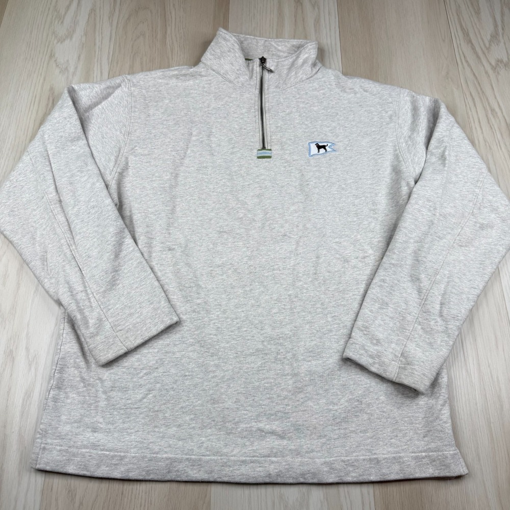 The Black Dog Mens Heather Gray 1/4 Zip Long Sleeve Pullover Sweater Size L